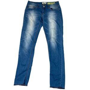 Indigo Rein Womens Jeans Size 9 Skinny Ankle Raw Hem CasuaL Blue Denim Y2K